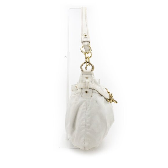 COACH Hampton White Ivory Belted/Pleated Hobo Shoulder Bag - K0693-10205 - Picture 13 of 16